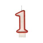 Číslova sviečka 1 červená, 7.5cm