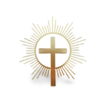 Krížik s eucharistiou . Akrylový zápich na tortu – zlatý